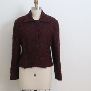 VTG Christian Dior Burgundy woolboucle blazer